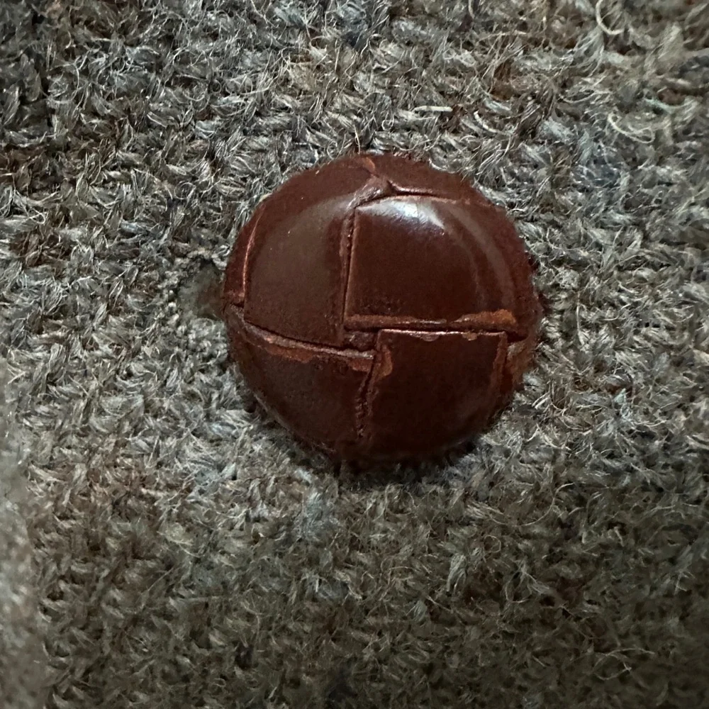 252 Harris Tweed |NWOT 60s USA Vintage Brown Blazer Woven Leather Buttons (sz M)